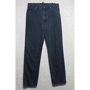 Vintage Lee Riders Men's 33x32 Black Jeans Made in USA Straight Leg Denim Dark